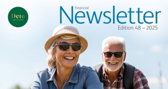 Retired couple smiling  – Octo Financial Planning Client Newsletter Edition 48